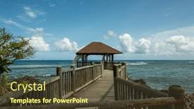  Presentation with palm - Slide set consisting of landscapes-and-scenes-of-mauritius background and a tawny brown colored foreground