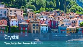  Presentation with lake - Beautiful presentation theme featuring town - landscapes around famous lake como backdrop and a ocean colored foreground