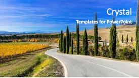  Presentation with beautiful landscapes - Presentation theme having landscapes of beautiful tuscany vin background and a cobalt blue colored foreground