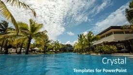 Presentation with green foliage - Presentation theme featuring landscapes-of-mauritius-with-tropical background and a ocean colored foreground