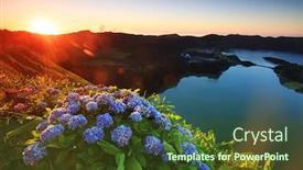  Presentation with europe - Slide set consisting of landscapes of sete cidades sao miguel island azores portugal europe background and a tawny brown colored foreground