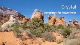  Presentation with arches national park - PPT layouts having landscapes-of-the-arches-national background and a teal colored foreground