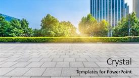  Presentation with pavement - Beautiful presentation theme featuring landscaping business - empty pavement front of modern backdrop and a light gray colored foreground