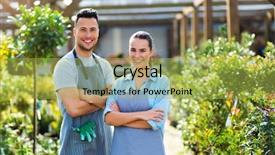  Presentation with employees - Amazing theme having landscaping business - garden center employees backdrop and a yellow colored foreground