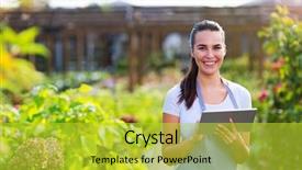  Presentation with using digital tablet - Amazing presentation theme having landscaping business - garden center worker using digital backdrop and a yellow colored foreground