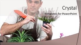  Presentation with plants - PPT theme consisting of landscaping business - gardener with plants background and a light gray colored foreground