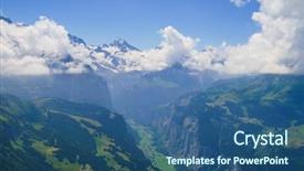  Presentation with tourism hiking - Slide set featuring landskape lauterbrunnen jungfrau bernese highland background and a ocean colored foreground