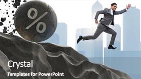  Presentation with business loan - PPT theme featuring landslide - businessman in debt loan business background and a dark gray colored foreground