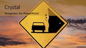  Presentation with landslide - Cool new presentation with landslide - falling rocks warning sign backdrop and a gold colored foreground