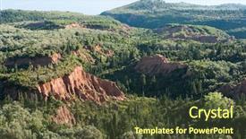  Presentation with albania - Slide set enhanced with landslide - landscape near vuno village background and a tawny brown colored foreground