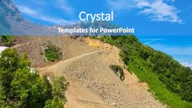  Presentation with landslide - Slide set consisting of landslide - scree on the mountain slope background and a teal colored foreground