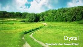  Presentation with deep blue - Presentation theme featuring lane in meadow and deep background and a shamrock green colored foreground