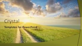  Presentation with nature design - Presentation theme having lane-in-meadow-and-deep background and a yellow colored foreground