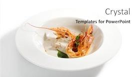  Presentation with main course - Beautiful presentation featuring langoustines-in-cream-sauce-served backdrop and a white colored foreground