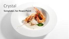  Presentation with main course - PPT theme featuring langoustines-in-cream-sauce-served background and a white colored foreground