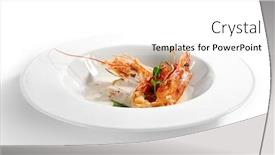  Presentation with main course - PPT theme featuring langoustines-in-cream-sauce-served background and a white colored foreground