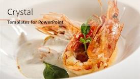  Presentation with main course - Beautiful slides featuring langoustines-in-cream-sauce-served backdrop and a lemonade colored foreground