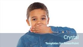  Presentation with mouth - Slides featuring languag bady - small boy covering his mouth background and a ocean colored foreground