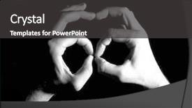  Presentation with alphabet - Amazing PPT theme having american sign language - finger spelling the alphabet backdrop and a dark gray colored foreground