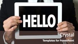  Presentation with language barrier - Cool new slide deck with language barrier - hello backdrop and a tawny brown colored foreground