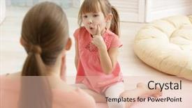  Presentation with cute - Presentation theme with language children - cute little girl at speech background and a lemonade colored foreground