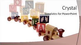  Presentation with language - Presentation design enhanced with language children - toy train and learning blocks background and a  colored foreground