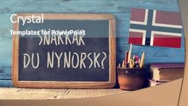  Presentation with norway - Slide deck featuring language learning - chalkboard with the question snakkar background and a seafoam green colored foreground