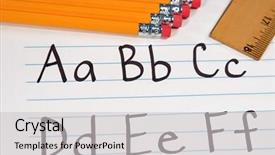  Presentation with language - Cool new slides with language learning - written letter of the alphabet backdrop and a light gray colored foreground