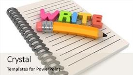  Presentation with notebook - Presentation theme having language schools - 3d illustration of a pen background and a lemonade colored foreground