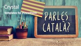  Presentation with chalkboard - Colorful presentation theme enhanced with language schools - chalkboard with the question parles backdrop and a seafoam green colored foreground