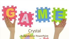  Presentation with hands and word volunteer - PPT layouts with language skills primary education - hands forming word game background and a cream colored foreground
