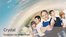  Presentation with school kids - Beautiful PPT layouts featuring language study - image of kids of school backdrop and a lemonade colored foreground