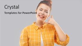  Presentation with red grey - Slide deck enhanced with language style - people concept - smiling red background and a light gray colored foreground