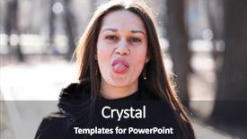  Presentation with language - Slide deck with language style - young woman shows her tongue background and a wine colored foreground