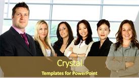  Presentation with diverse women - Presentation having language teaching - male caucasian businessman leading background and a coral colored foreground