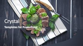  Presentation with tongue - Colorful PPT theme enhanced with langues - boiled beef tongue on dark backdrop and a dark gray colored foreground
