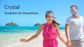  Presentation with romantic beach - Presentation theme featuring lanikai beach oahu hawaii usa background and a light blue colored foreground