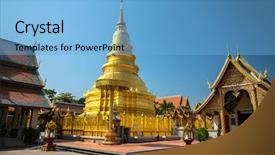  Presentation with chiang mai - Presentation theme with lanna style chedi in wat background and a  colored foreground