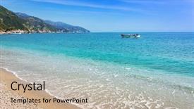  Presentation with sea and beach - Amazing presentation design having lanscape - monterosso beach at ligurian sea backdrop and a mint green colored foreground
