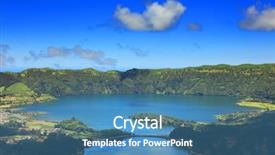 Presentation with lanscape - Audience pleasing theme consisting of lanscape from the volcanic crater backdrop and a teal colored foreground