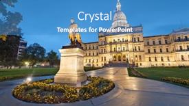  Presentation with capitol - Amazing PPT theme having lansing-michigan-usa backdrop and a teal colored foreground