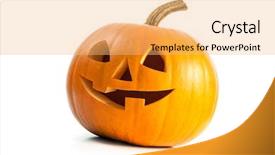  Presentation with halloween - Presentation theme having lantern - funny carved halloween pumpkin isolated background and a yellow colored foreground