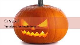  Presentation with grotesque halloween - PPT theme featuring lantern - one glowing halloween pumpkin isolated background and a red colored foreground