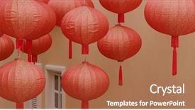  Presentation with chinese new year lunar - Audience pleasing presentation theme consisting of lantern for lunar new year backdrop and a  colored foreground
