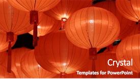  Presentation with lunar new year - Presentation design featuring lantern for lunar new year background and a crimson colored foreground