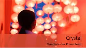  Presentation with red chinese winter festival - Audience pleasing presentation theme consisting of lantern for mid autumn festival backdrop and a red colored foreground
