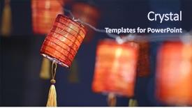  Presentation with lantern - PPT theme consisting of lantern for mid autumn festival background and a wine colored foreground
