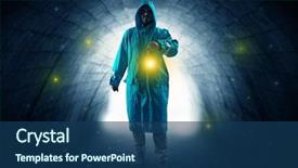  Presentation with lantern - PPT theme consisting of lantern in a dark tunnel background and a ocean colored foreground