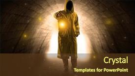  Presentation with lantern - Presentation theme consisting of lantern in a dark tunnel background and a tawny brown colored foreground