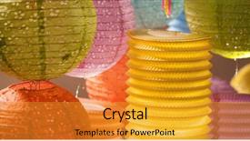  Presentation with lantern chinese - Colorful slide deck enhanced with lantern in mid autumn festival backdrop and a gold colored foreground